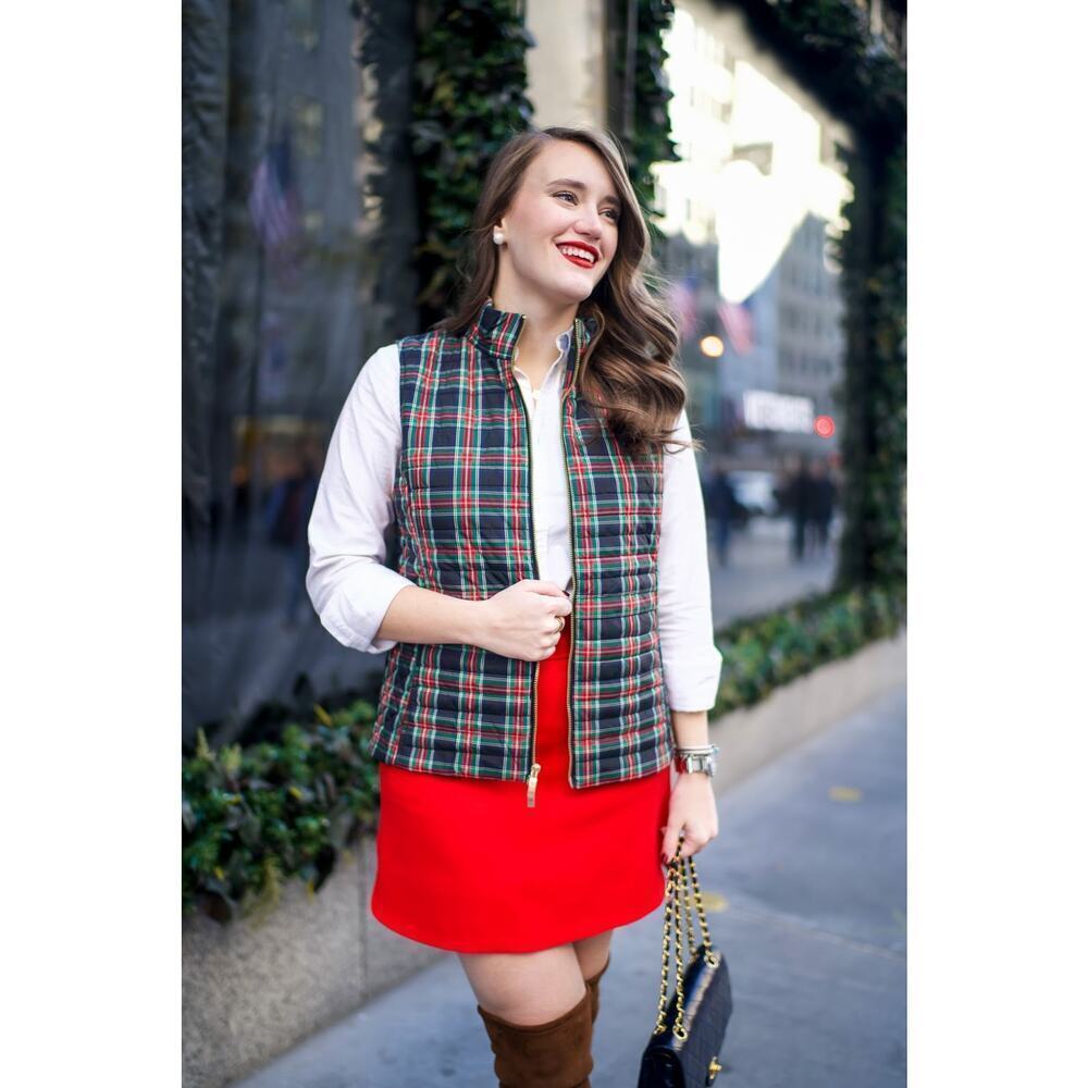 Vineyard Vines Holiday Plaid Puffer Vest Jet Black Size S